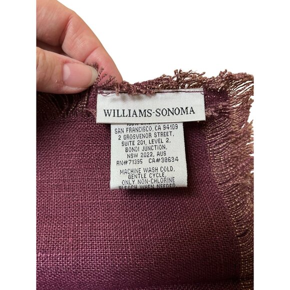 Williams Sonoma Burgundy Cloth Napkins Set Of 4 Fringed 18x18 Dinner Table Linen - Picture 5 of 5